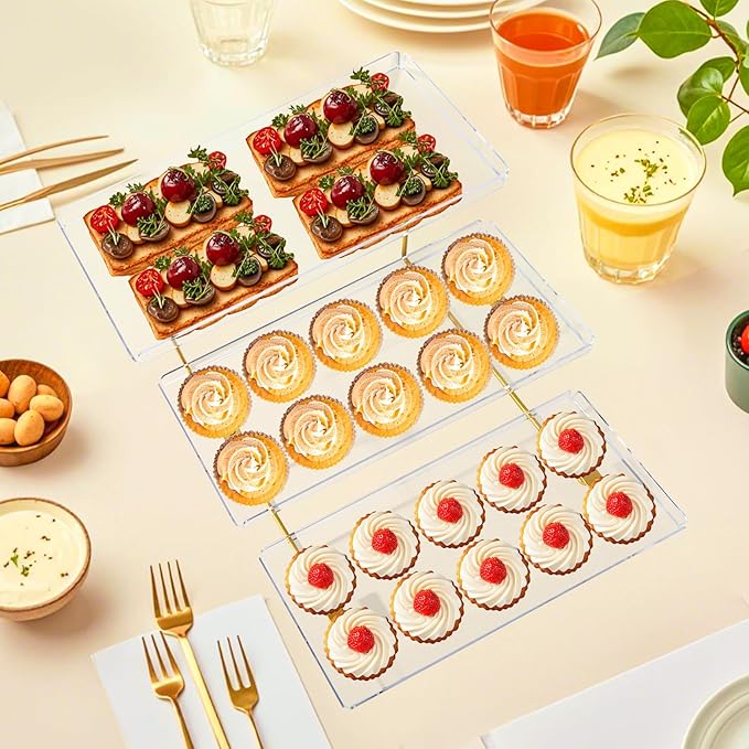 3 Tier Serving Tray Set for Entertaining, Acrylic Wedding Dessert Table Display - Image 5