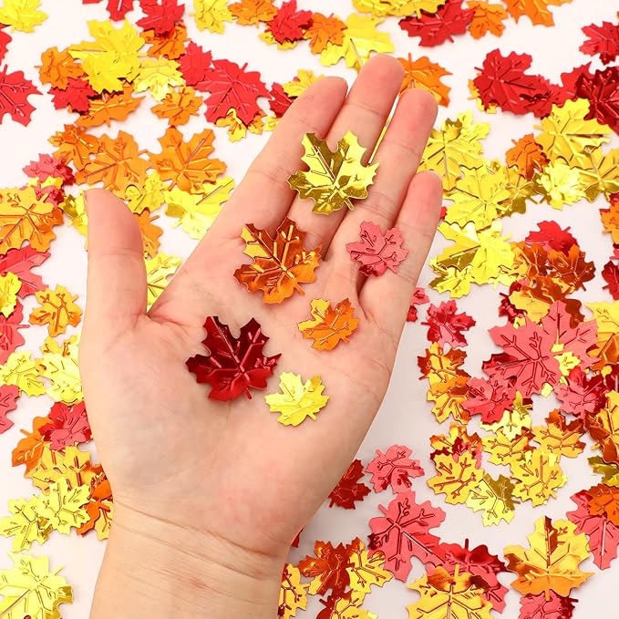 MARFOREVER Fall Glitter Confetti, Thanksgiving Metallic Foil Maple Leaves Fall - Image 4