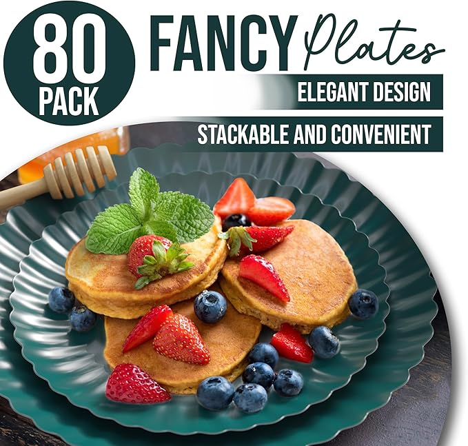 Trendables Scalloped Paper Plates 8.5 Inch & 10.5 Inch 80 Pcs Dinner Plate Set - Image 5