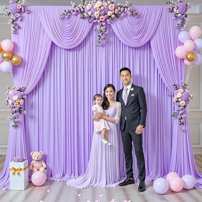 20ft x 12ft Lavender Backdrop Curtains Wrinkle Free Backdrop Curtain - Image 9