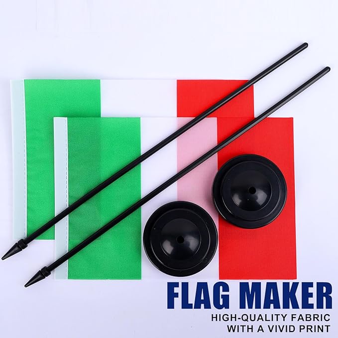 Italy Desk Flag 12" Solid Pole Deluxe Set Italian Flags Banner Mini Small Italy - Image 5