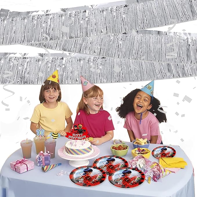 Silver Foil Fringe Garland 10FT 2packs, Metallic Foil Tinsel Fringe Banners - Image 5