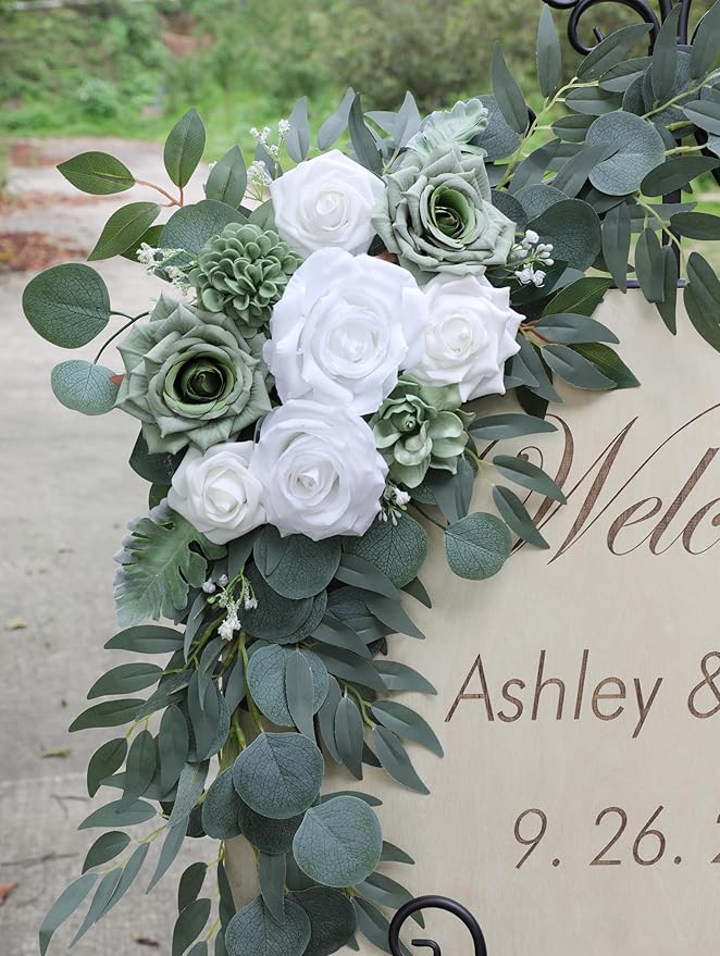 ponatia Wedding Arch Flowers, Artificial Sage Green Wedding Flowers - Image 3