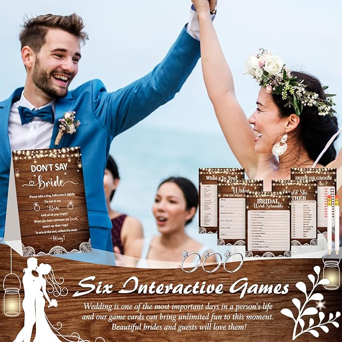 Estune 331 Pcs Bridal Shower Games Supplies, 5 Sets 250 Pcs Wedding Cards 1 Put - Image 7