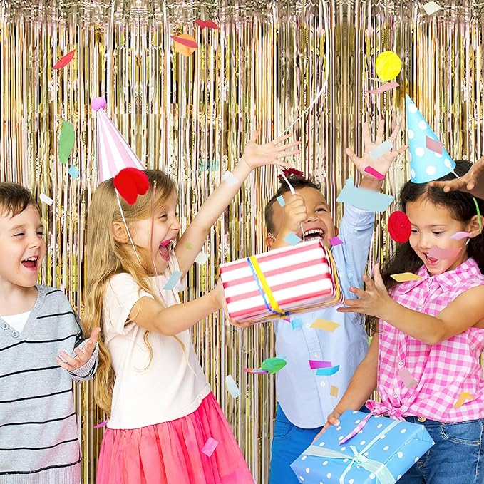 10 Pack Champagne Gold Backdrop Curtain 3.2ft x 8.2ft Metallic Tinsel Foil - Image 5