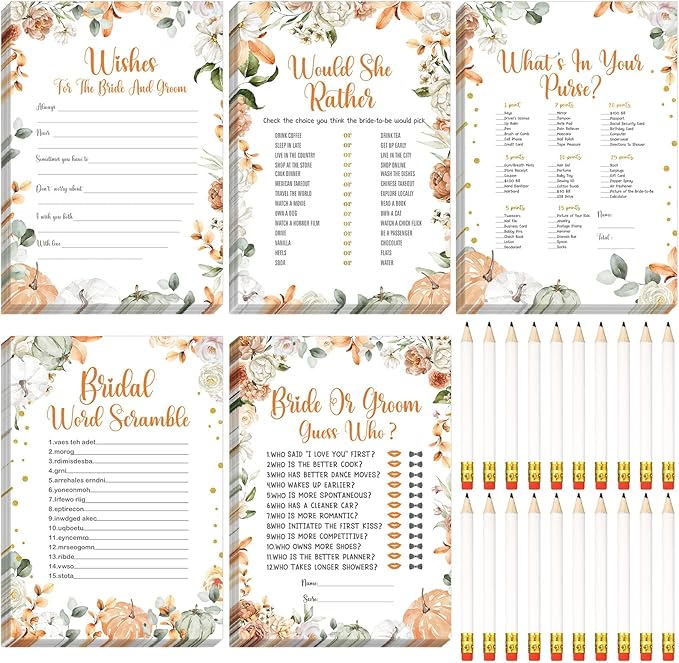 Teling 145 Pieces Bridal Shower Game Bridal Shower Favors Set Wedding Games by Teling