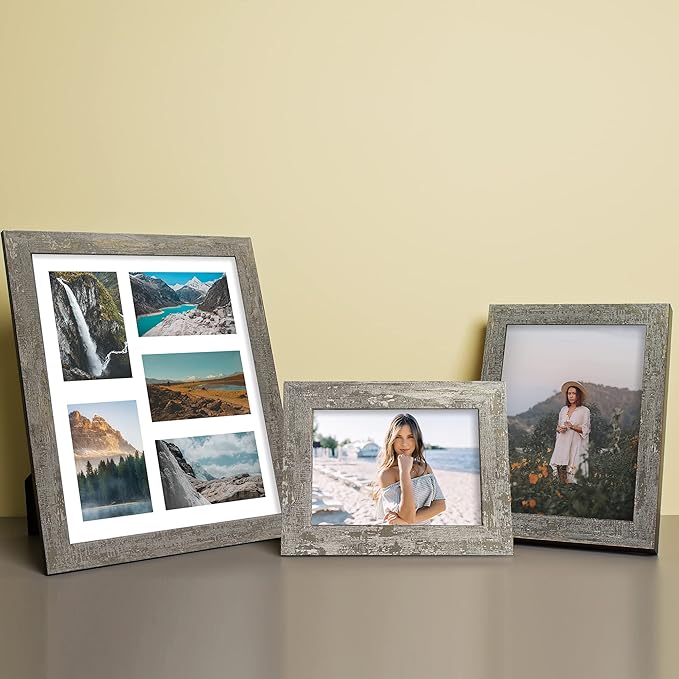 5x7 Picture Frame Set of 4, High Definition Glass Distressed Moss Green Frame - Image 6