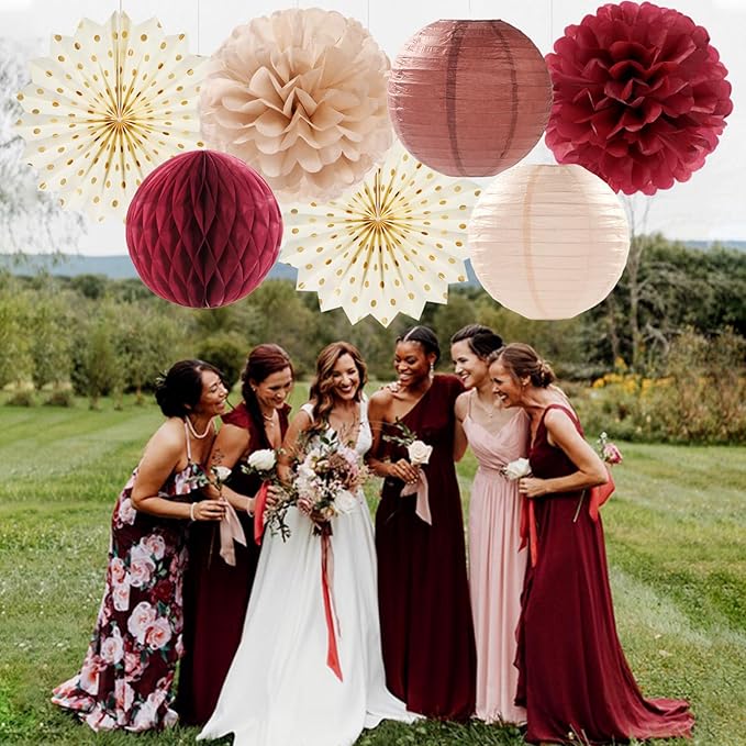 Brown Burgundy Champagne Boho Party-Decorations - Image 5
