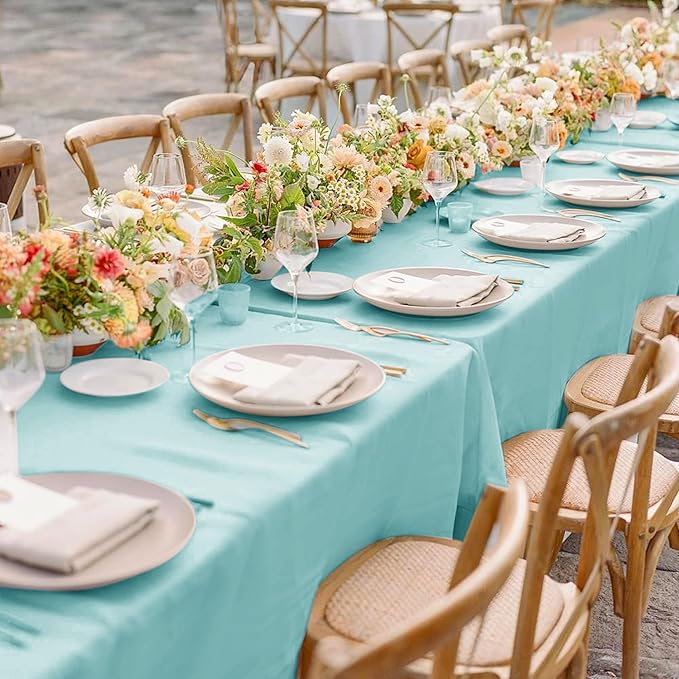 sancua 2 Pack Turquoise Tablecloth 60 x 102 Inch, Rectangle Table Cloth - Image 4