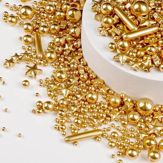 Gold Pearl Star Rods Sprinkles, Edible Gold Pearls Sprinkles - Image 7