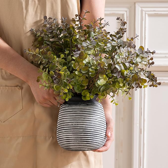 Ceramic Rustic Vase, Small Flower Farmhouse Vases Home Decor, 6“ Short Pottery - Image 3