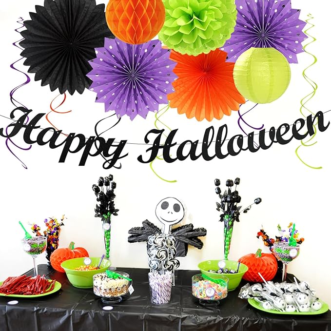 Black-Green Orange-Purple Happy-Halloween Party-Decorations - Image 6