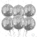 6Pcs Giant 4D Disco Ball Balloons, Sparkle Silver Disco Party Decorations by Saxuxu