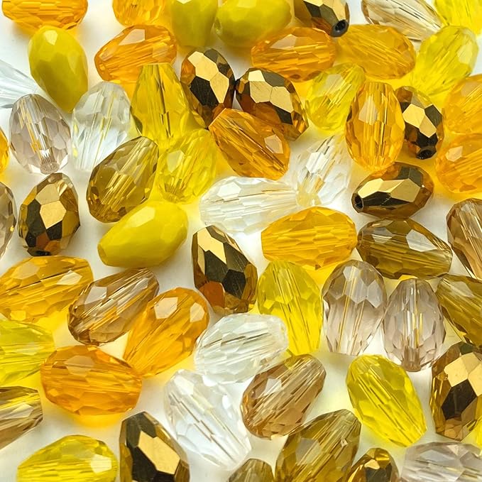 110pcs 6x8mm Teardrop Crystal Glass Beads Vertical Hole Faceted Loose Spacer by LIMAOLLY