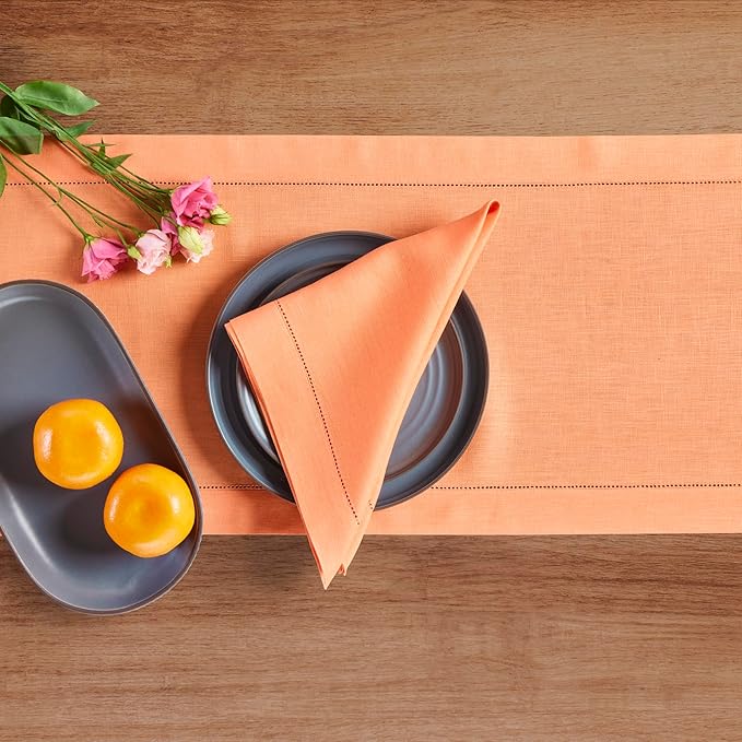 Solino Home Linen Coral Hemstitch Table Runner 60 Inches - Image 3