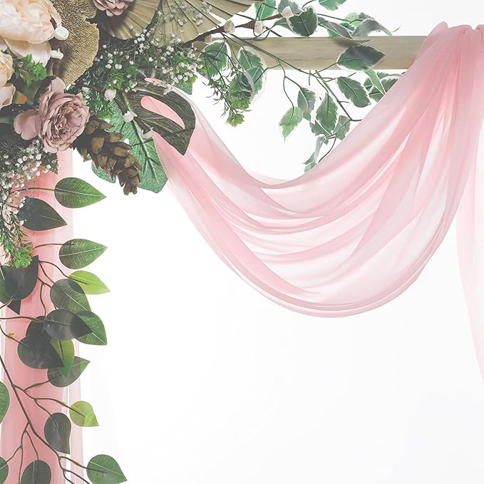 VDS Pack of 4 Panel Wedding Arch Draping Fabric Sheer Chiffon Fabric Drapery - Image 3