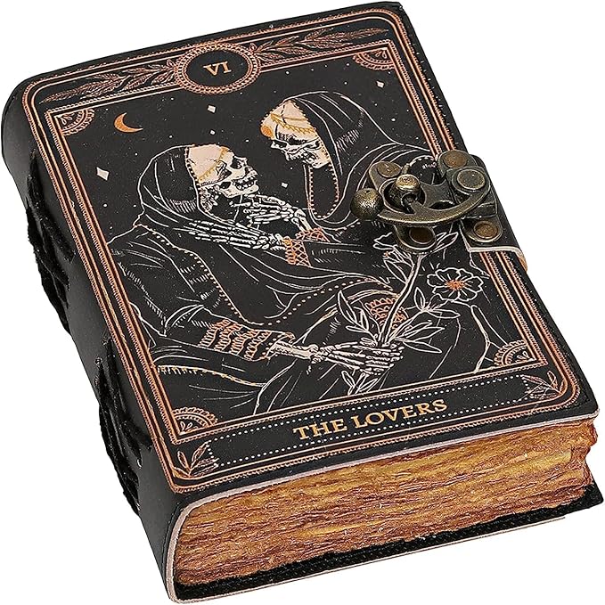 C CUERO Book of Spells Leather Journal Deckle Edge Paper Grimoire Printed by cuero