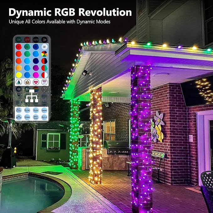 BrizLabs Orange Purple Halloween Lights, 33FT 100 LED RGB Color Changing String - Image 3