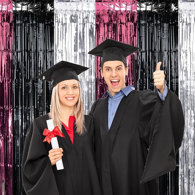 3 Pack 3.3Ft x 6.6Ft Graduation Foil Fringe Curtain Backdrop Decorations - Image 7