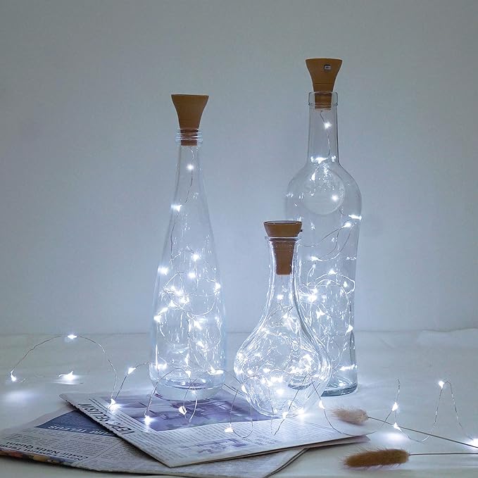 Upgraded 8 Pack Solar Wine Bottle Lights, 20LED Silver Wire Cork Lights - Image 2