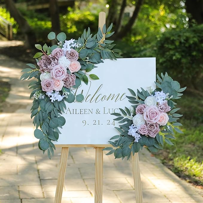Artificial Dusty Rose Wedding Arch Flowers Swags Set of 2 - Image 2