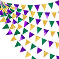 Mardi Gras Party Decorations Purple Green and Gold Metallic Fabric Triangle by pinkblume