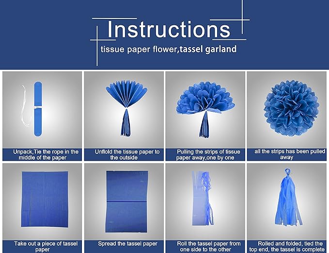 Teal Silver White Navy-Blue Party-Decorations - Image 4