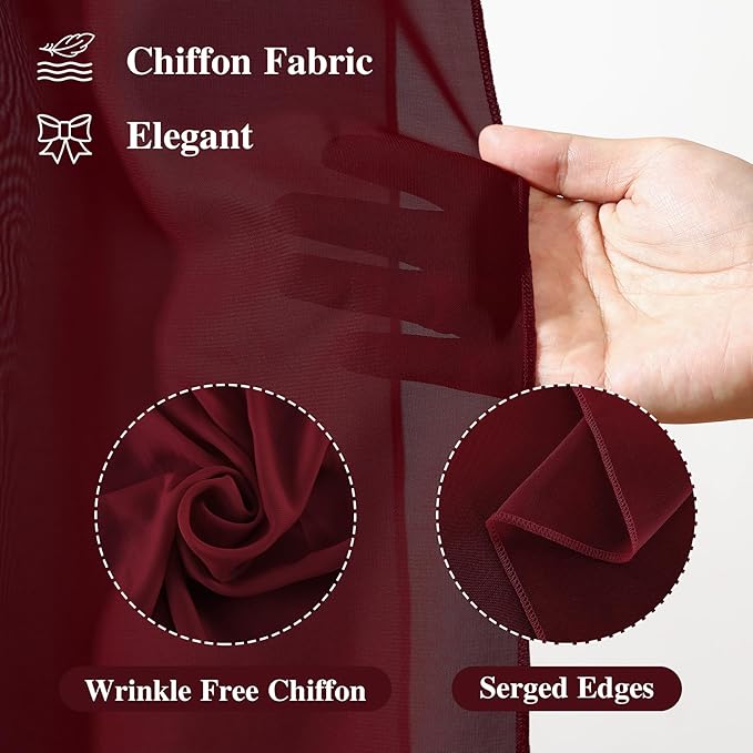 Wedding Arch Draping Fabric, 1 Panel 18FT Burgundy Sheer Backdrop Curtain - Image 2