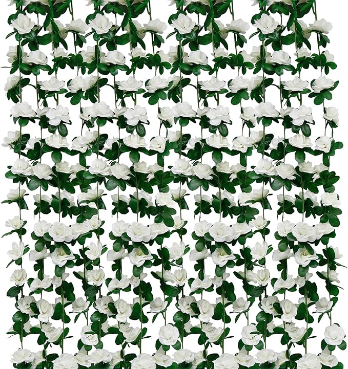 12 PCS 98.4 FT Artificial Flower Garland White Rose Garland by VIKINGSPANDA