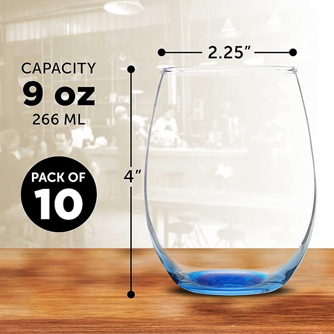 DISCOUNT PROMOS Stemless Wine Glass 9 oz. Set of 10, Bulk Pack - Image 5