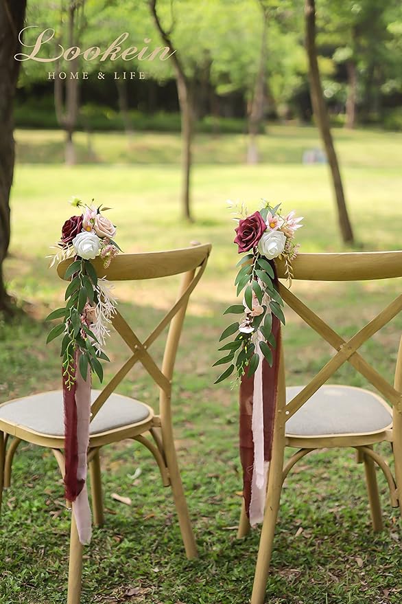 Lookein Wedding Aisle Chair Decorations Set of 8 Pew Flowers - Image 2