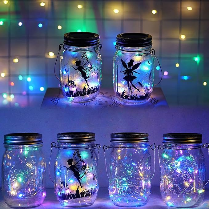 Solar Mason Jar Lid String Lights, 8 Pack 20 Led String Fairy Star Firefly Jar - Image 2