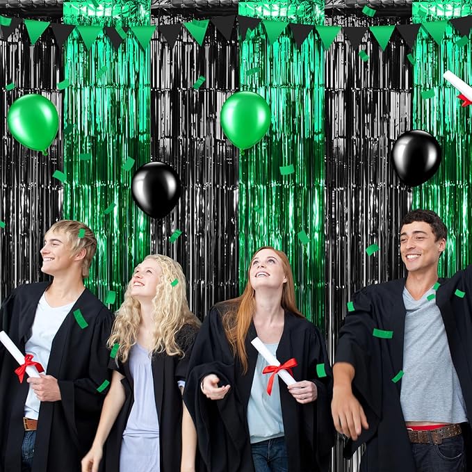 3Pack 3.3Ft x 6.6Ft Graduation Foil Fringe Curtain Backdrop Decorations - Image 6
