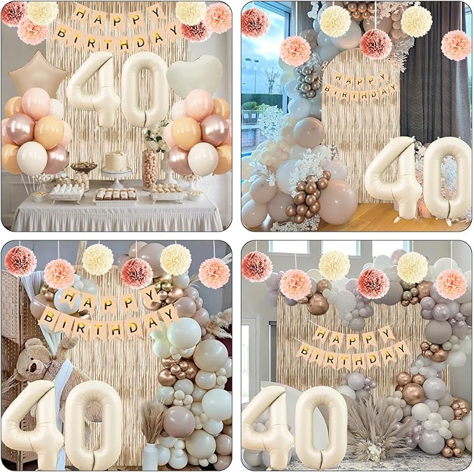 Beige 40th Birthday Decorations - Image 6