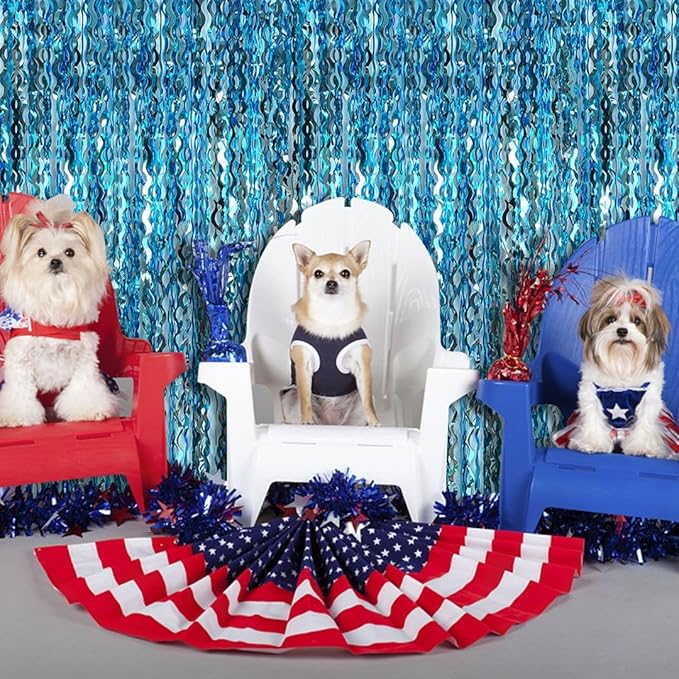 Wave Foil Fringe Curtain Blue Streamers Photo Backdrop Blue Birthday Party - Image 5
