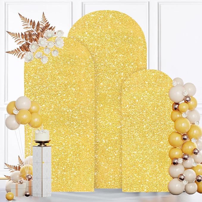 MODFUNS Arch Backdrop Stand and Cover Set 4&5&6ft Gold Sequin Arch Stand Cover - Image 2
