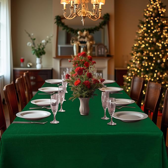 Fitable Faux Linen Christmas Tablecloths 2 Pack, Burlap Textured Table Clothes - Image 5