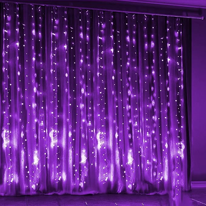 Dazzle Bright Curtain String Lights, 300 LED 9.8ft x 9.8ft 8 Lighting Modes - Image 8