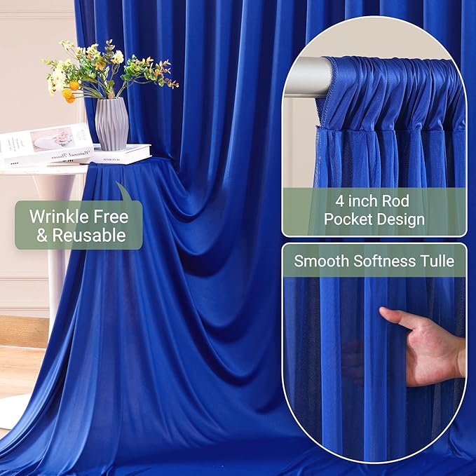 Royal Blue Tulle Backdrop Curtain - Image 6