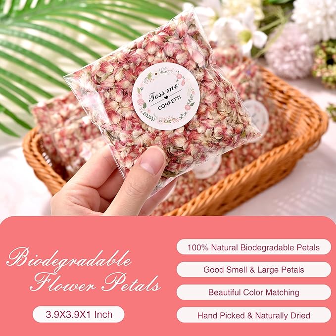 20 Pack Prefilled Confetti Packets, Biodegradable Flower Petals, Real Dried - Image 3