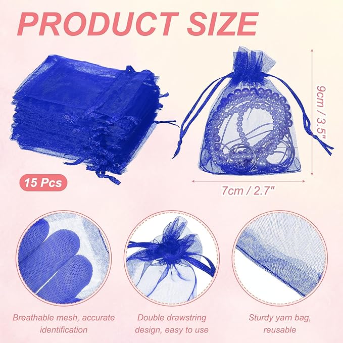 uxcell 50 Pcs Organza Gift Bags, 2.7x3.5 Inch Drawstring Pouches Jewelry Gift - Image 2