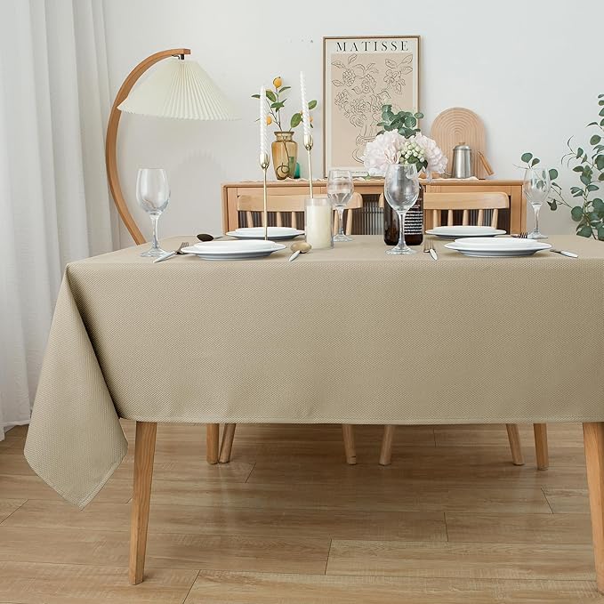 Biscaynebay Textured Fabric Tablecloths 70x108 Inches Rectangular, Natural - Image 7