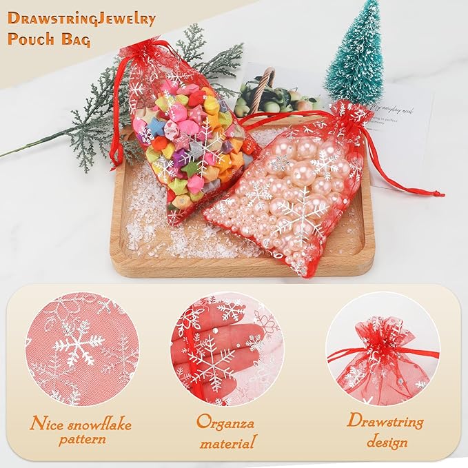 jijAcraft 4x6 Inch Christmas Organza Bags - Image 3