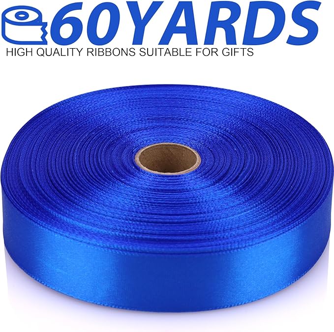 Blue Satin Ribbon 7/8 Inch 60 Yards - Image 2