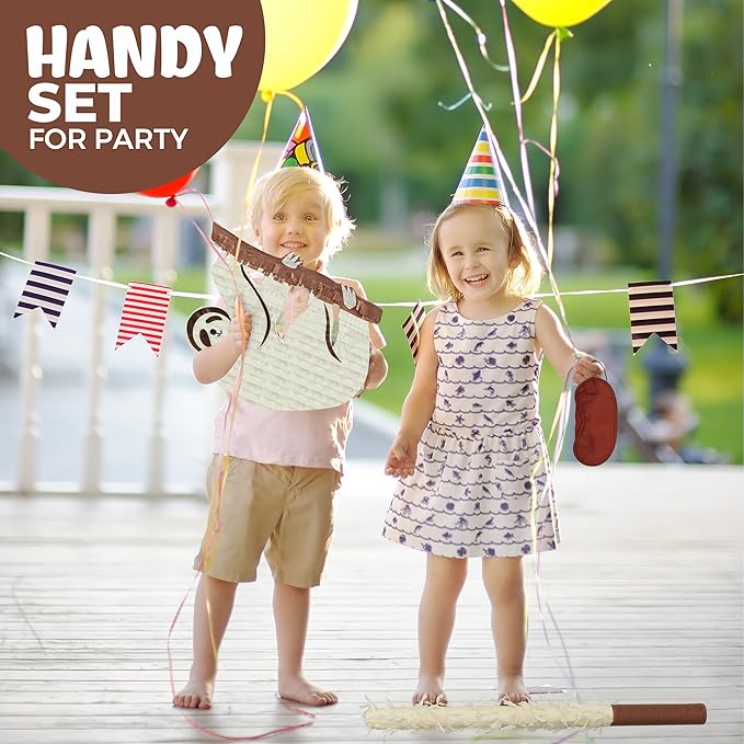 Sloth Pinatas Bundle with a Blindfold and Bat, Farm Animal Theme Parties - Image 5