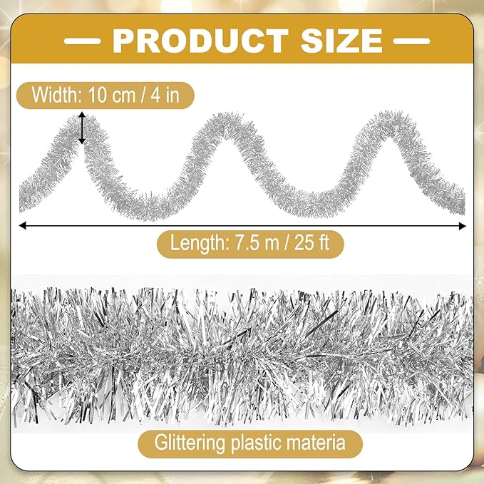 25 Feet Metallic Twist Tinsel Garland Wall Hanging Backdrop - Image 2