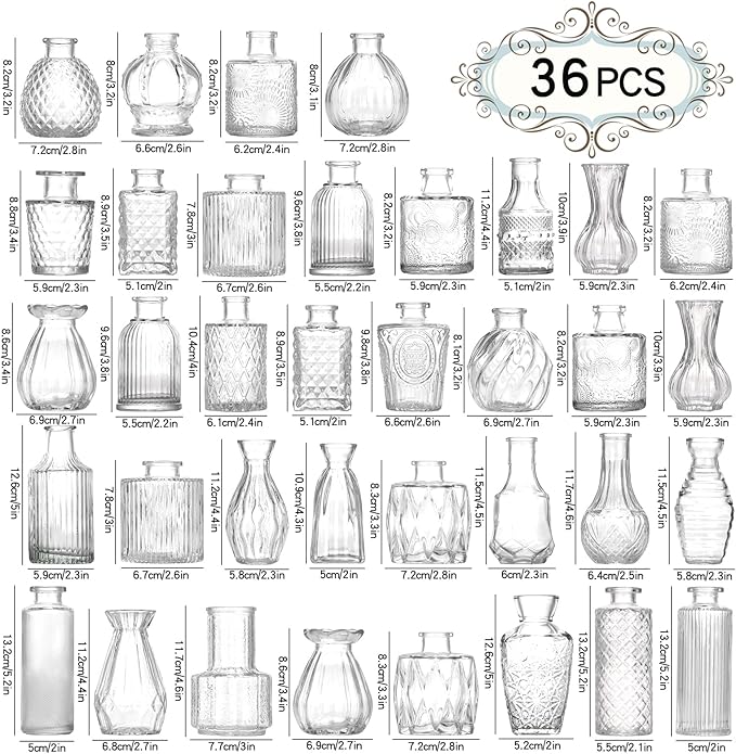 Bud Vases Set of 36, Small Vases - Image 3