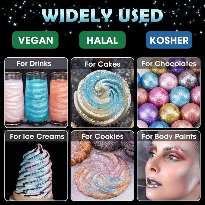 NiHome Edible Food-Grade Glimmer Powder Glitter Luster Dust Metallic Food - Image 3