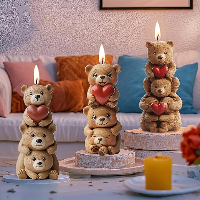 Rose Bear Heart Cylinder Silicone Wave Spiral Candle Mold - Image 5