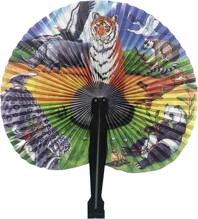 20 Pcs 10" Safari Print Animal Folding Paper Fan Bulk Assortment - Image 7